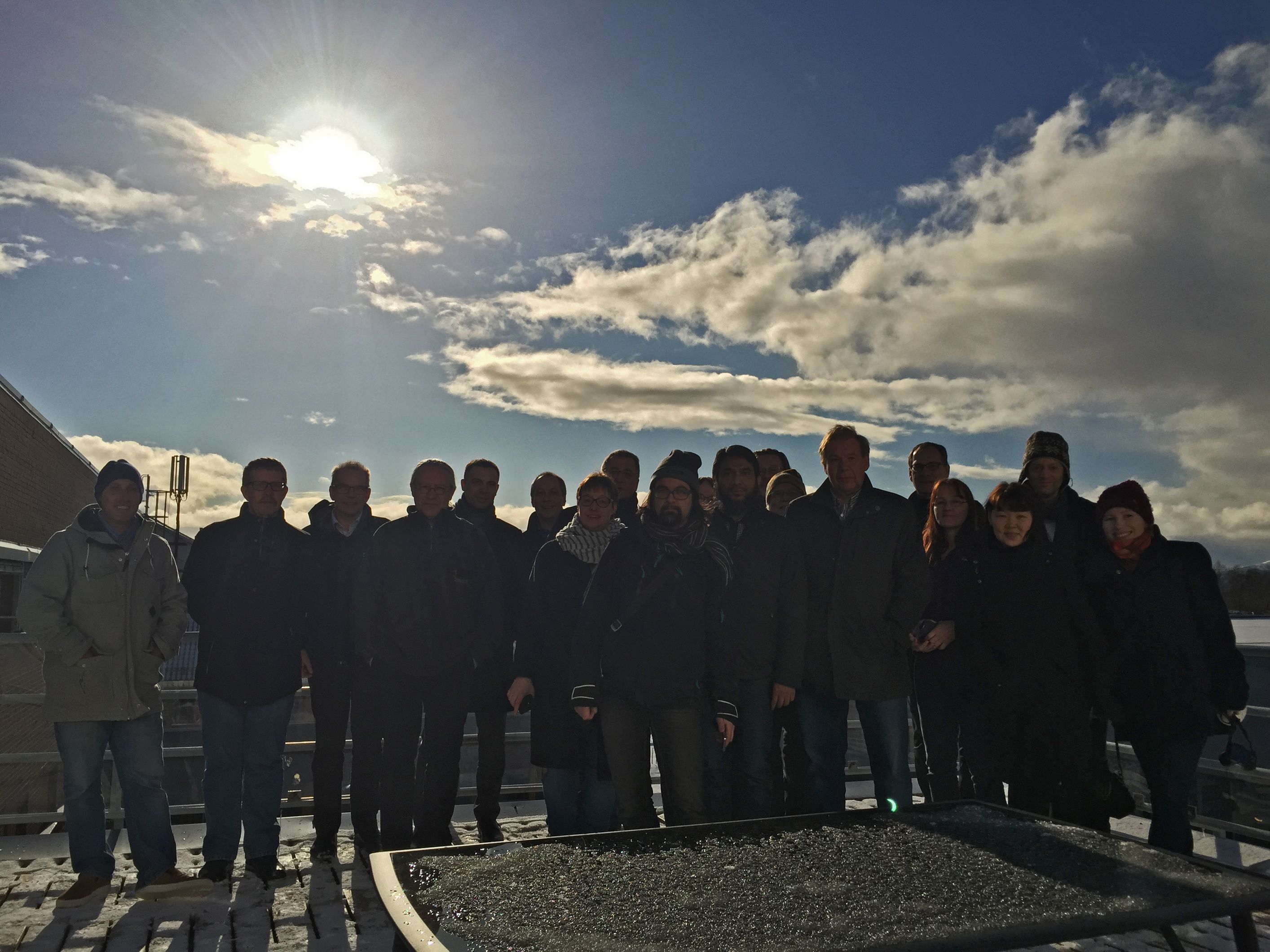UArctic Thematic Networks Program Team in Bodø, pictured during the eclipse. 