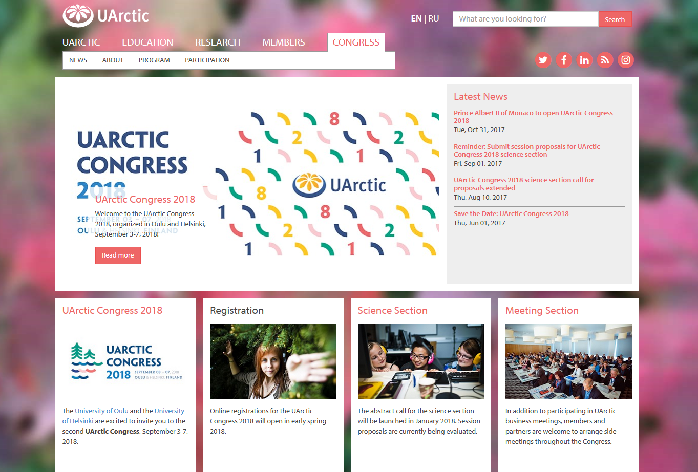 UArctic Congress portal landing page.PNG