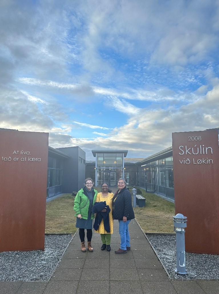 From left: Diane Hirshberg, Kalpana Vijayavarathan-R & Panigkaq Agatha John Shields at Skúlin við Løkin
