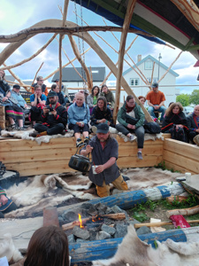 Joar Nango making coffee