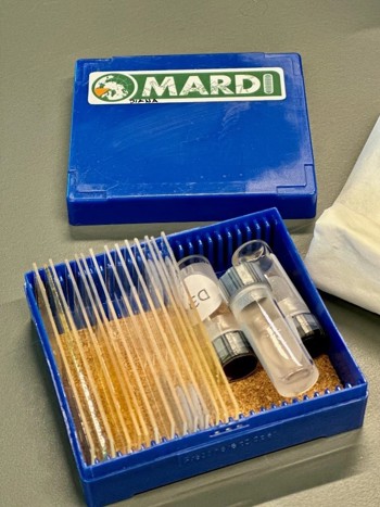 Diatom slides and samples for the taxonomic exercise, handed to each workshop participant.