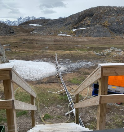 Wastewater pipe from the lodge across the permafrost.