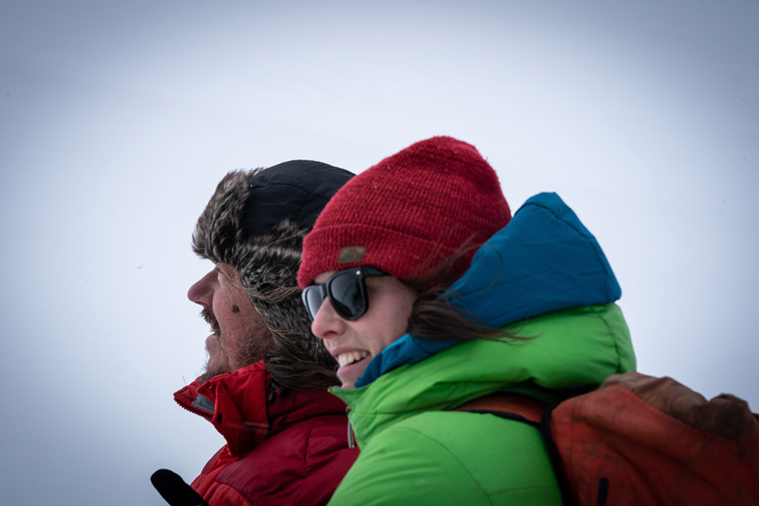 USask researcher Caroline Aubry-Wake of the Global Institute for Water Security on the Athabasca Glacier. (Photo: Mark Ferguson)