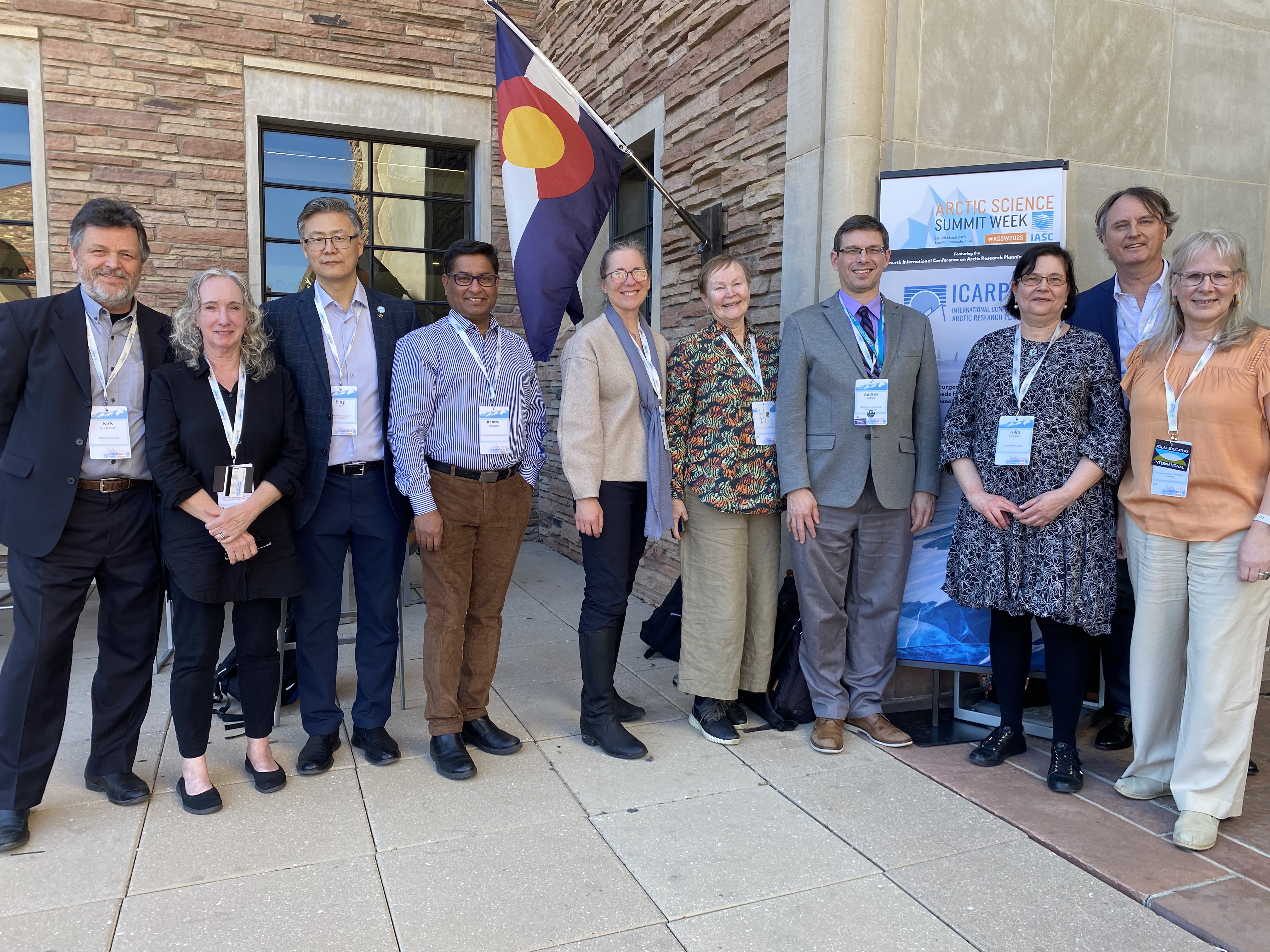 (from left): Kirk Anderson, Sylvia Moore, Bing Chen, Kamrul Hossain, Melody Brown Burkins, Arja Rautio, Andrey Petrov, Tuija Turunen, Jan Borm  and UArctic Fellow Heather Angnatok.